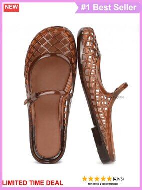 Women's Clear Jelly Mary Jane Flats Closed Toe Slip On Sandals
